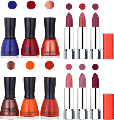 

Aroma Care Wholesale Rate Combo of Nail Polish and Rythm Lipstick 098(Set of 12)