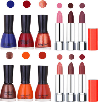 

Aroma Care Wholesale Rate Combo of Nail Polish and Rythm Lipstick 085(Set of 12)