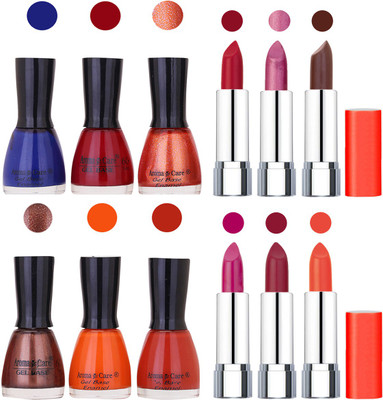 

Aroma Care Wholesale Rate Combo of Nail Polish and Rythm Lipstick 095(Set of 12)