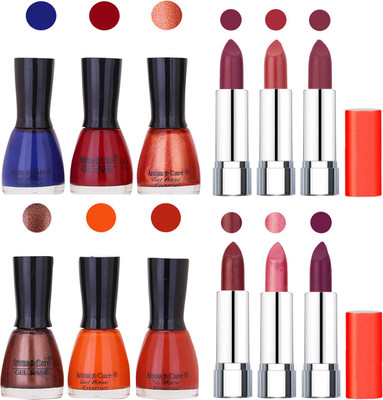 

Aroma Care Wholesale Rate Combo of Nail Polish and Rythm Lipstick 104(Set of 12)