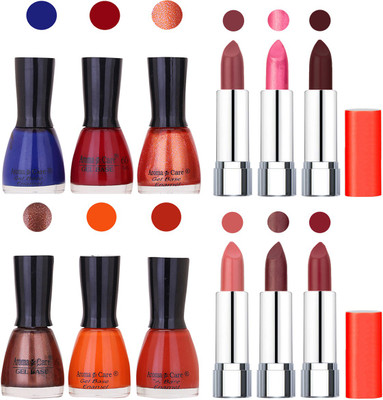 

Aroma Care Wholesale Rate Combo of Nail Polish and Rythm Lipstick 109(Set of 12)