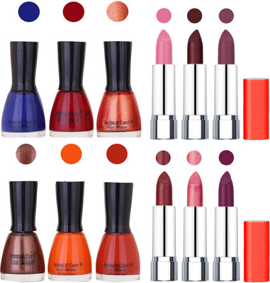 

Aroma Care Wholesale Rate Combo of Nail Polish and Rythm Lipstick 087(Set of 12)