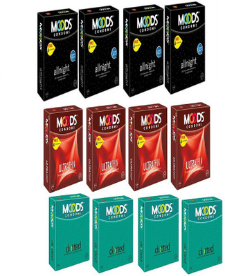 Moods AllNight,Dotted,Ultrathin Variety Pack of 12 (272's) Condom(Set of 12, 272S)