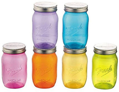 

MasterCook Mason Jar - 500 ml Plastic Grocery Container(Pack of 6, Multicolor)