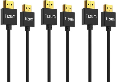 

TIZUM (3-PACK) “Slim” HDMI 1.4 -Gold Plated-High Speed Data 10.2Gbps, 3D, 4K, HD 1080P (5 Ft/ 1.5 M X 3) HDMI Cable(Compatible with Mobile, Laptop, Tablet, Mp3, Gaming Device, Black)