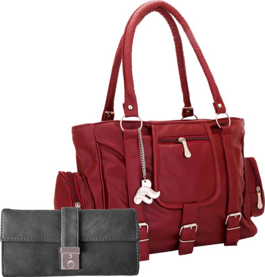

Lady bar Shoulder Bag(Maroon, Grey), Grey;maroon