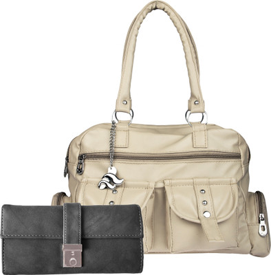 

Lady bar Shoulder Bag(Beige, Grey)