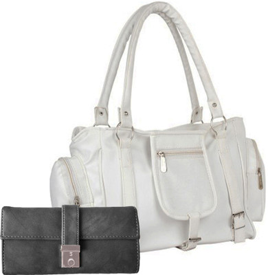 

Lady bar Shoulder Bag(White, Grey), Grey;white