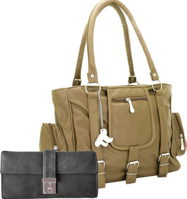 

Lady bar Shoulder Bag(Tan, Grey), Grey;tan