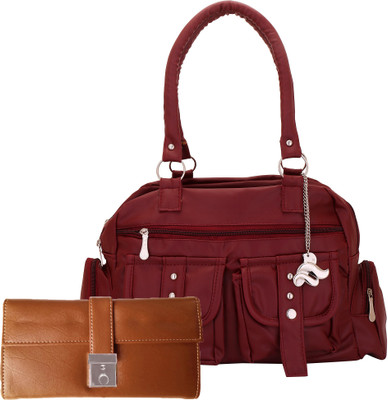 

Lady bar Shoulder Bag(Maroon, Tan)