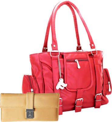 

Lady bar Shoulder Bag(Pink, Beige), Beige;pink