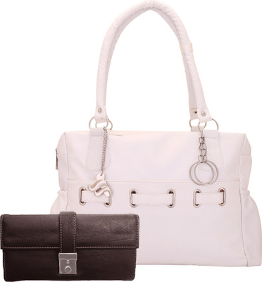 

Lady bar Shoulder Bag(White, Brown), Brown;white