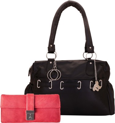 

Lady bar Shoulder Bag(Black, Pink)