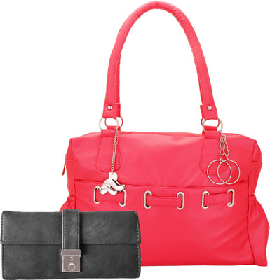 

Lady bar Shoulder Bag(Pink, Grey), Grey;pink