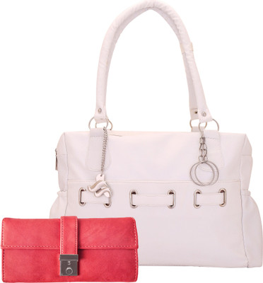

Lady bar Shoulder Bag(White, Pink), Pink;white