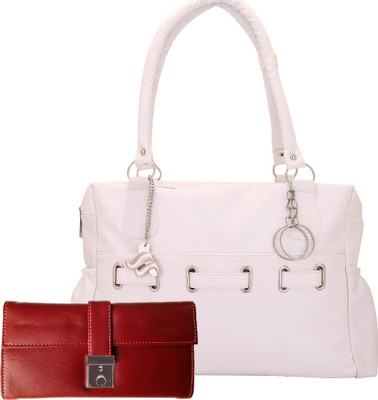 

Lady bar Shoulder Bag(White, Red), Red;white