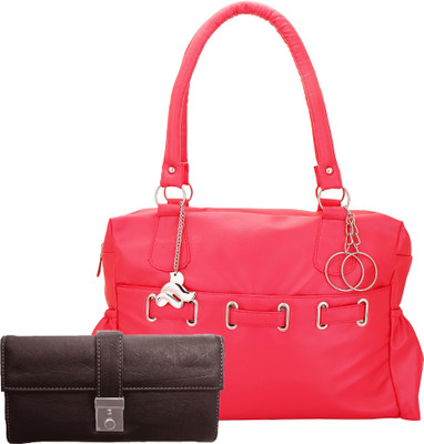 Lady bar Shoulder Bag(Pink, Brown), Brown;pink
