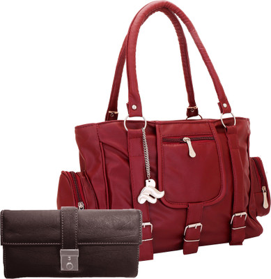 

Lady bar Shoulder Bag(Maroon, Brown), Brown;maroon