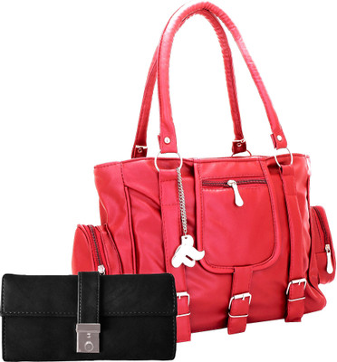 

Lady bar Shoulder Bag(Pink, Black), Black;pink