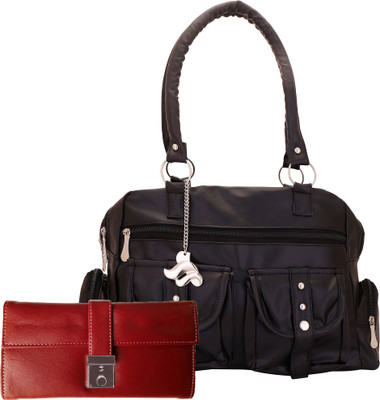 

Lady bar Shoulder Bag(Black, Red)