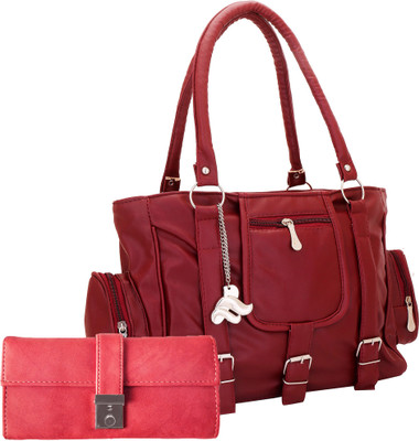 

Lady bar Shoulder Bag(Maroon, Pink)