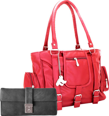 

Lady bar Shoulder Bag(Pink, Grey), Grey;pink