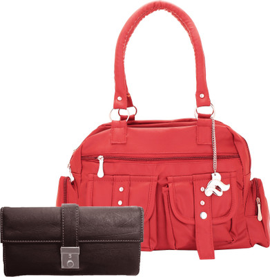 

Lady bar Shoulder Bag(Pink, Brown), Brown;pink