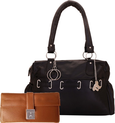 

Lady bar Shoulder Bag(Black, Tan)