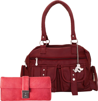 

Lady bar Shoulder Bag(Maroon, Pink)