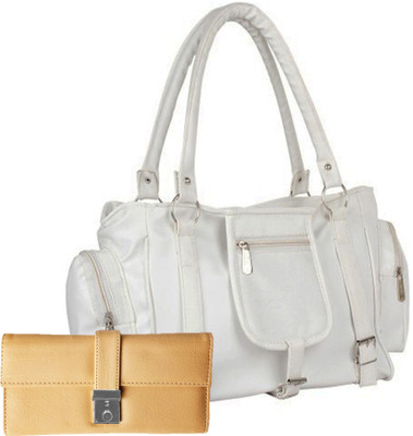 

Lady bar Shoulder Bag(White, Beige), Beige;white