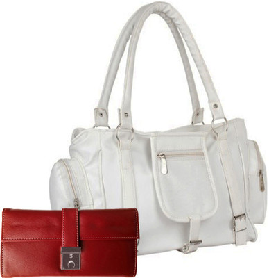 

Lady bar Shoulder Bag(White, Red), Red;white