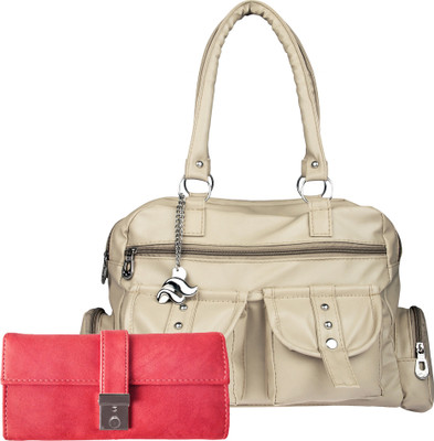

Lady bar Shoulder Bag(Beige, Pink)