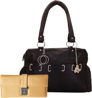 

Lady bar Shoulder Bag(Black, Beige), Beige;black