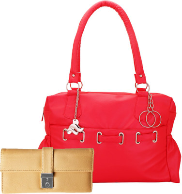 

Lady bar Shoulder Bag(Red, Beige), Beige;red