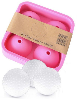 

VibeX ® Whiskey Rounders Sphere Mold -Tray Makes 4 Large (2.5 Inch)Spheres Pink Silicone Ice Ball Maker(Pack of 1)