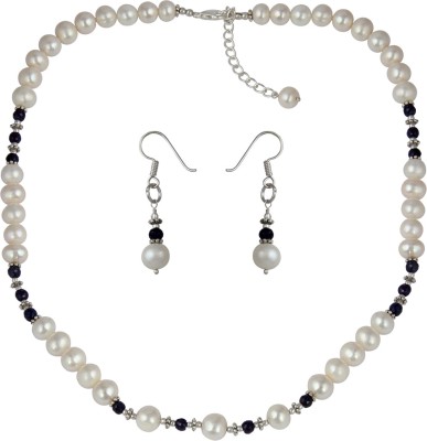 Pearlz Ocean Alloy Silver White, Blue Jewellery Set(Pack of 1)