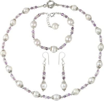 Pearlz Ocean Alloy Silver White Jewellery Set(Pack of 1)