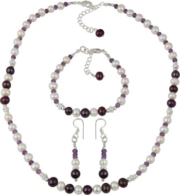 Pearlz Ocean Alloy Silver White, Purple Jewellery Set(Pack of 1)