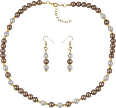 Pearlz Ocean Alloy Gold-plated White, Brown Jewellery Set(Pack of 1)