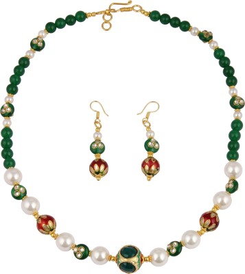 Pearlz Ocean Alloy Gold-plated White, Green Jewellery Set(Pack of 1)