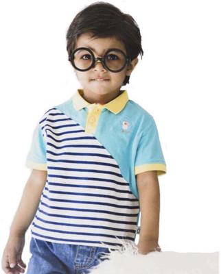 

Cuddledoo Boys Striped Cotton T Shirt(Multicolor, Pack of 1