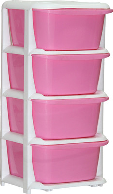 

ShopyBucket High Quality Long lasting Stroage Box Plastic Free Standing Chest of Drawers(Finish Color - Pink, Door Type- Framed Sliding)