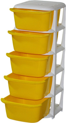 

ShopyBucket High Quality Long lasting Stroage Box Plastic Free Standing Chest of Drawers(Finish Color - Yellow, Door Type- Framed Sliding)