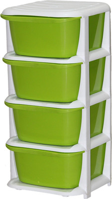 

ShopyBucket High Quality Long lasting Stroage Box Plastic Free Standing Chest of Drawers(Finish Color - Green, Door Type- Framed Sliding)