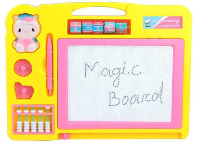 

Munchkinz Educational 2 in 1 Drawing Magic Slate and Writing Board - Yellow(Yellow, Pink)