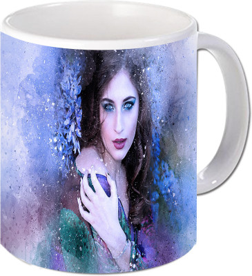 

Maison N Mode Flower Girl Coffee Ceramic Mug(330 ml), Multicolor