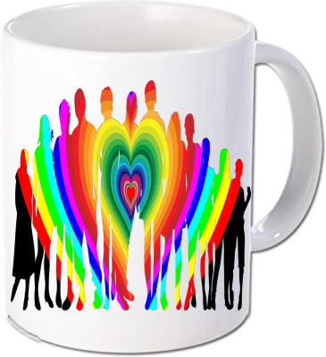 Maison N Mode Heart Guys Coffee Ceramic Mug(330 ml), Multicolor