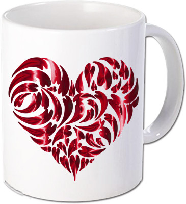 

Maison N Mode Leaves Heart Coffee Ceramic Mug(330 ml), Multicolor
