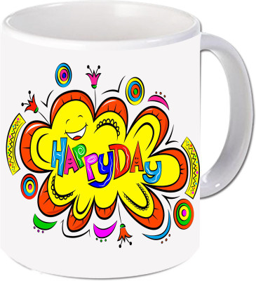 

Maison N Mode Happy Day Coffee Ceramic Mug(330 ml), Multicolor