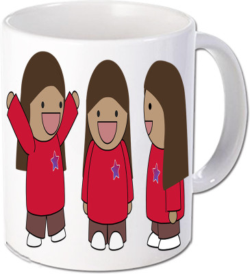 Maison N Mode Star Girl Coffee Ceramic Mug(330 ml), Multicolor